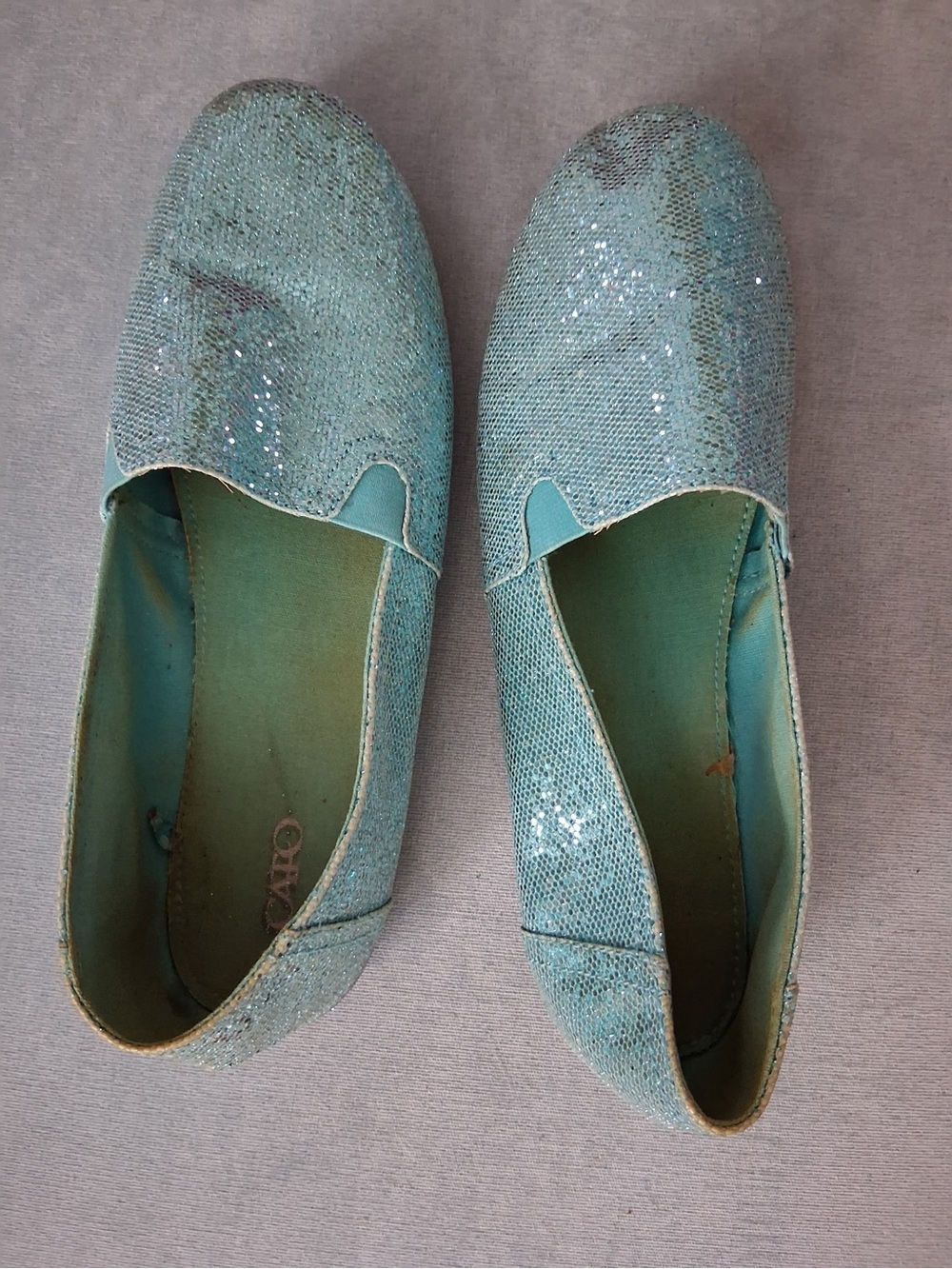Sparkle Slip-On Flats in Teal - Women's Casual Shoes